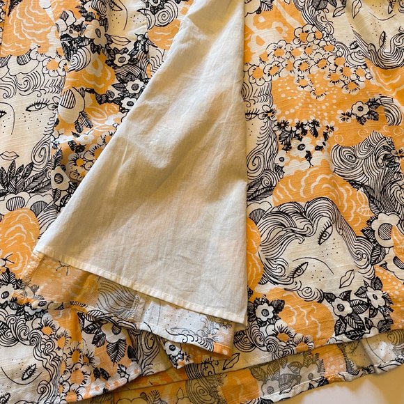 Modcloth Peeking at Perfection A-Line Skirt Cotton Floral Peach Orange NWT - Picture 6 of 11